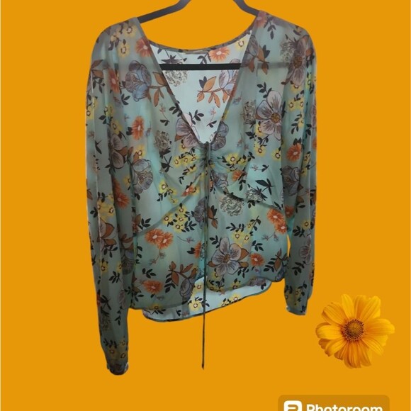 A.N.A Blue Floral Top - Picture 1 of 8